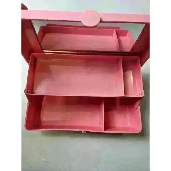 Vintage 80s 90s Pink Mini Caboodle Case Make Up Jewelry With Mirror Rare - Picture 4 of 7